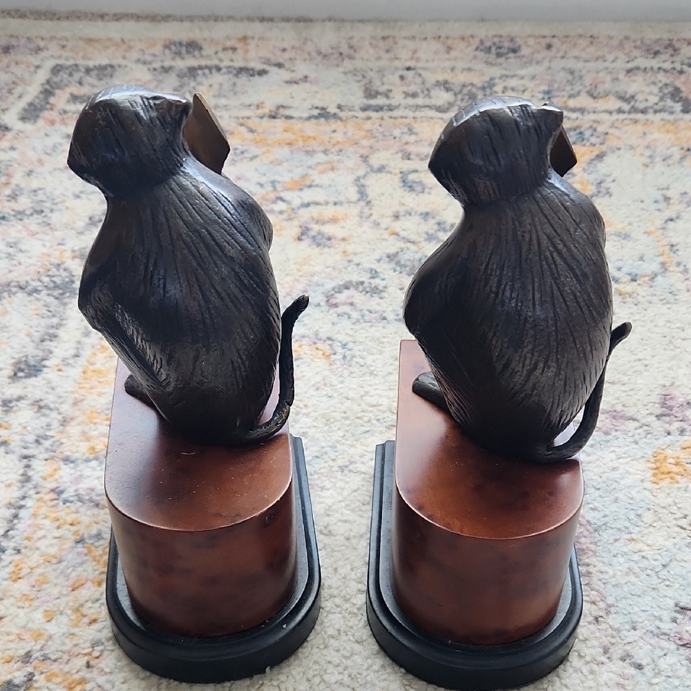 Bronze Monkey Bookends - Picture 3 of 9